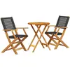 vidaXL Ensemble de bistro 3 pcs noir résine tressée et bois massif
