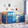vidaXL Lit superposé avec rideaux bleu 90x190 cm bois pin massif