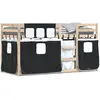 vidaXL Lit superposé avec rideaux blanc/noir 90x200 cm bois pin massif
