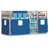 vidaXL Lit superposé avec rideaux bleu 90x190 cm bois pin massif