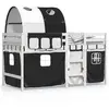 vidaXL Lit mezzanine enfants et tunnel blanc/noir 90x190 cm pin massif