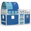 vidaXL Lit mezzanine enfants et tunnel bleu 90x190 cm bois pin massif