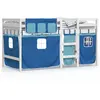 vidaXL Lit mezzanine enfants et rideaux bleu 90x190cm bois pin massif