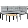 vidaXL Ensemble de banc de jardin avec coussins 3 pcs noir