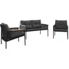 vidaXL Ensemble de meubles de balcon avec coussins 3 pcs noir acier