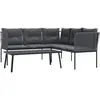 vidaXL Ensemble de canapés de jardin et coussins noir acier textilène