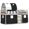 vidaXL Lit superposé avec rideaux blanc/noir 90x190 cm bois pin massif