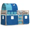 vidaXL Lit superposé avec rideaux bleu 90x190 cm bois pin massif