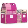vidaXL Lit superposé avec rideaux rose 90x190 cm bois pin massif
