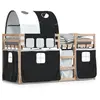 vidaXL Lit superposé avec rideaux blanc/noir 90x200 cm bois pin massif