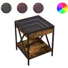 vidaXL Table de chevet avec LED infini chêne fumé 40x40x49 cm
