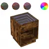 vidaXL Table de chevet avec LED infini chêne fumé 50x50x50 cm