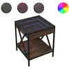 vidaXL Table de chevet avec LED infini chêne marron 40x40x49 cm