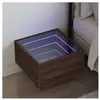vidaXL Table de chevet avec LED infini chêne marron 40x40x30 cm