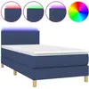 vidaXL Sommier à lattes de lit matelas et LED bleu 120x190 cm tissu