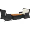 vidaXL Salon de jardin 3 pcs avec coussins Noir Résine tressée