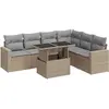 vidaXL Salon de jardin avec coussins 7 pcs beige résine tressée