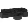 vidaXL Salon de jardin 7 pcs avec coussins noir résine tressée