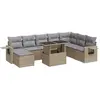 vidaXL Salon de jardin avec coussins 9 pcs beige résine tressée