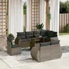 vidaXL Salon de jardin 9 pcs avec coussins gris résine tressée