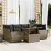 vidaXL Salon de jardin avec coussins 7 pcs gris résine tressée