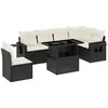 vidaXL Salon de jardin 7 pcs avec coussins noir résine tressée