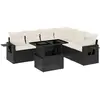 vidaXL Salon de jardin 7 pcs avec coussins noir résine tressée
