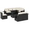 vidaXL Salon de jardin 9 pcs avec coussins noir résine tressée