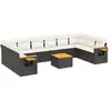 vidaXL Salon de jardin 11 pcs avec coussins noir résine tressée