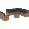 vidaXL Salon de jardin avec coussins 10 pcs gris résine tressée