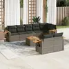vidaXL Salon de jardin 9 pcs avec coussins gris résine tressée