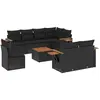 vidaXL Salon de jardin 8 pcs avec coussins noir résine tressée