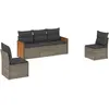 vidaXL Salon de jardin 6 pcs avec coussins gris résine tressée