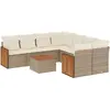 vidaXL Salon de jardin avec coussins 9 pcs beige résine tressée