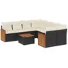 vidaXL Salon de jardin 9 pcs avec coussins noir résine tressée