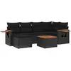vidaXL Salon de jardin 7 pcs avec coussins noir résine tressée