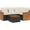 vidaXL Salon de jardin 5 pcs avec coussins noir résine tressée