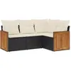 vidaXL Salon de jardin 4 pcs avec coussins noir résine tressée