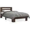 vidaXL Cadre de lit chêne marron 90x190 cm bois d'ingénierie et métal