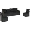 vidaXL Salon de jardin 6 pcs avec coussins noir résine tressée