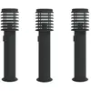 vidaXL Lampadaires d'extérieur avec sortie 3 pcs noir acier inoxydable