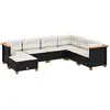 vidaXL Salon de jardin 7 pcs avec coussins noir résine tressée