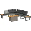 vidaXL Salon de jardin avec coussins 5 pcs gris résine tressée acacia