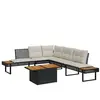 vidaXL Salon de jardin avec coussins 2 pcs noir résine tressée acacia