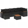 vidaXL Salon de jardin 8 pcs avec coussins noir résine tressée
