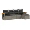 vidaXL Salon de jardin 5 pcs avec coussins gris résine tressée