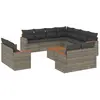 vidaXL Salon de jardin 11 pcs avec coussins gris résine tressée