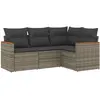 vidaXL Salon de jardin 4 pcs avec coussins gris résine tressée