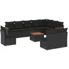 vidaXL Salon de jardin 10 pcs avec coussins noir résine tressée