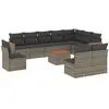 vidaXL Salon de jardin avec coussins 10 pcs gris résine tressée